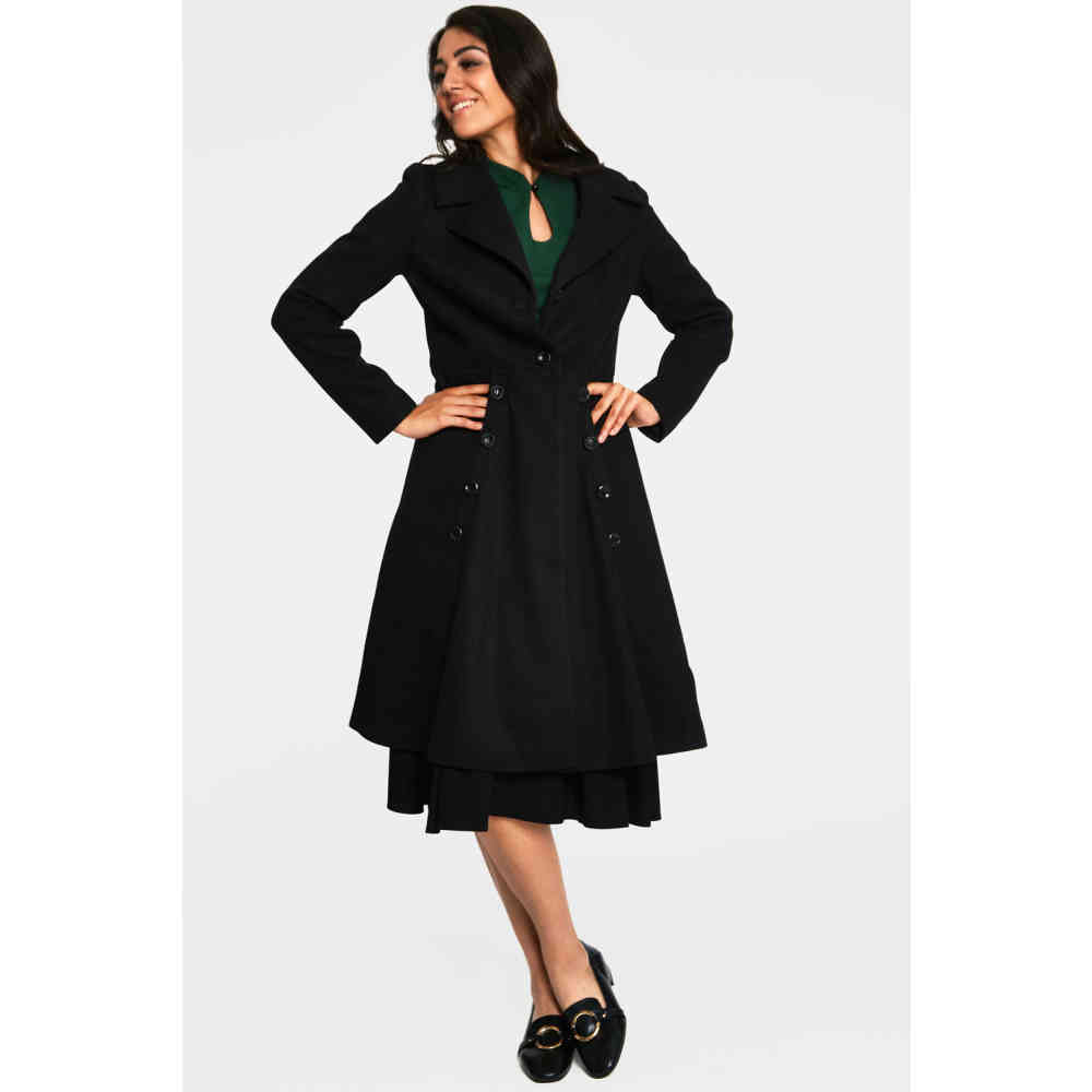 Voodoo Vixen - Nicole Black 40s Style Wintermantel - Schwarz